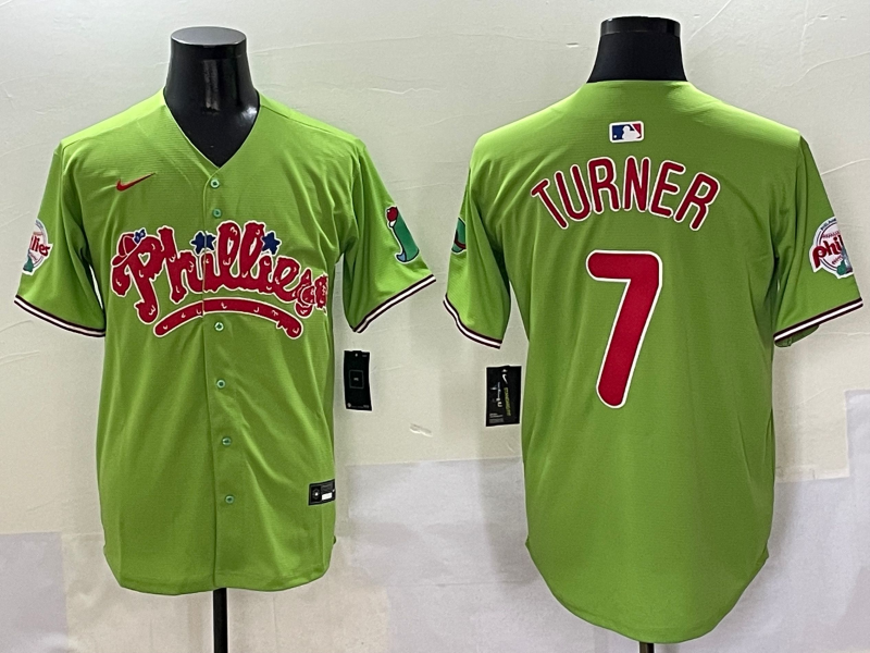Men's Philadelphia Phillies Trea Turner #7 Green Jersey